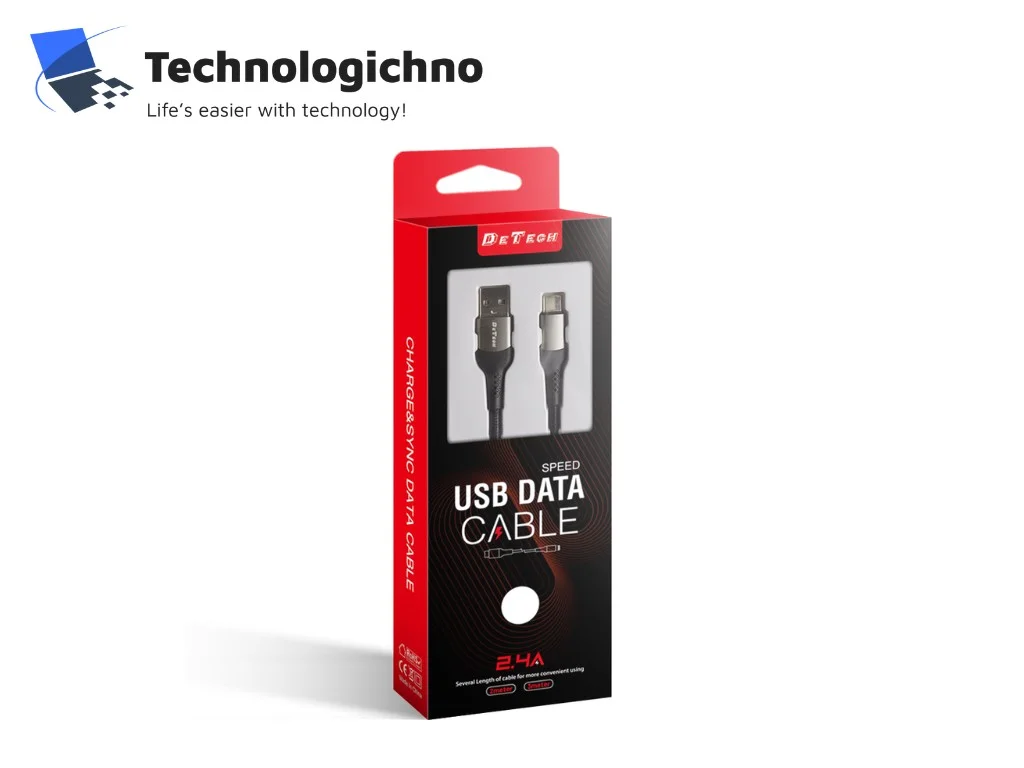  Кабел DeTech DE-43m2 Micro USB 2m Black