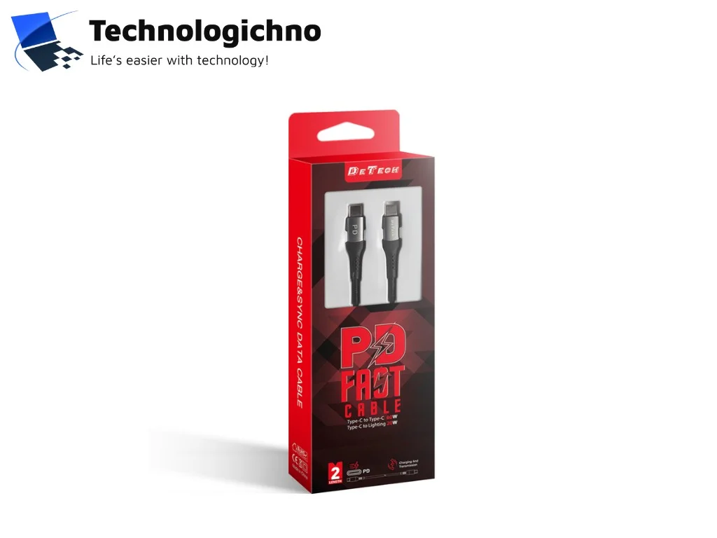  Кабел DeTech Type-C към Lightning PD 2m DE-43Ci2