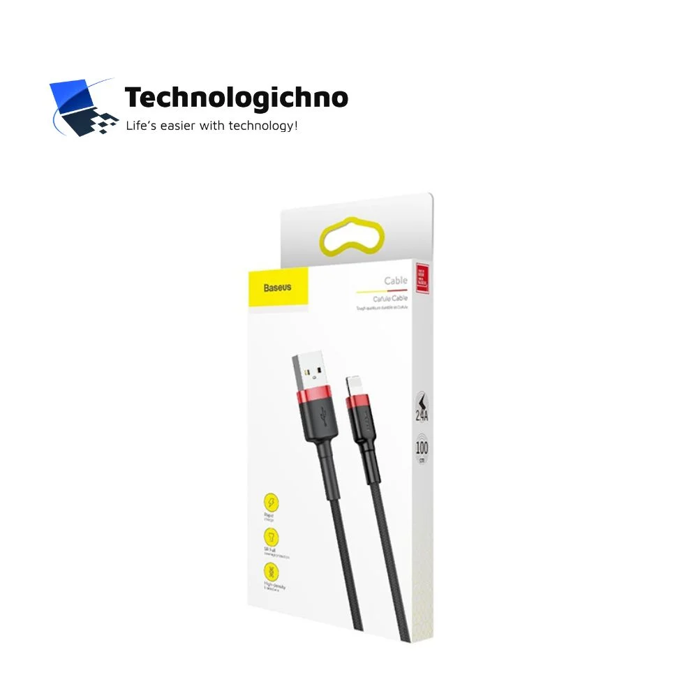 Кабел Baseus USB-A - Lightning 2.4A 1m Black/Red
