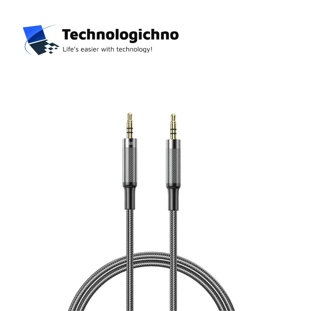  Аудио кабел XO AUX 3.5mm M/M 3-pin 1m Black