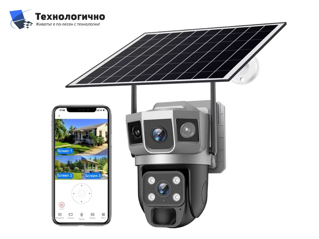  Камера външна Solar PTZ WiFi 3MP VTS02-G-EU V380