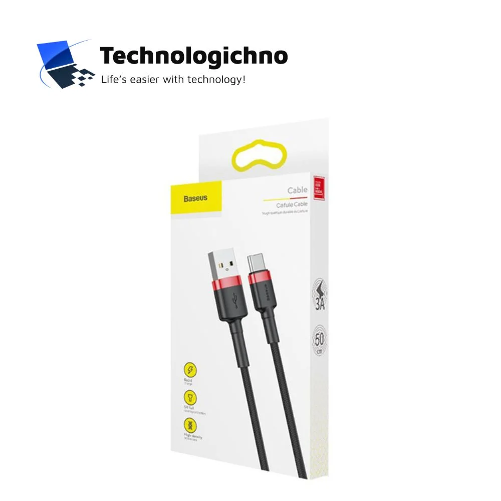  Кабел Baseus Cafule USB A-Type C Black/Red 0.5m