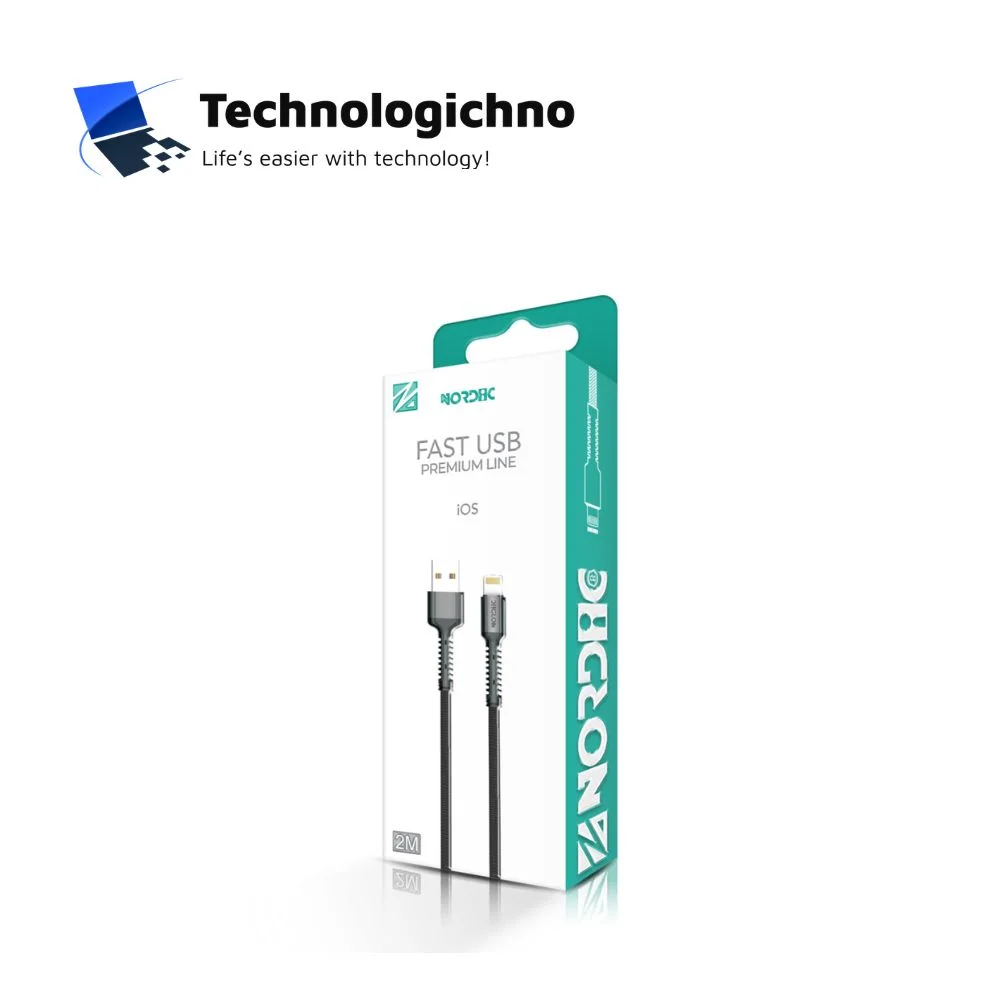  Кабел Nordic USB-A - Lightning Braided 40W 2m