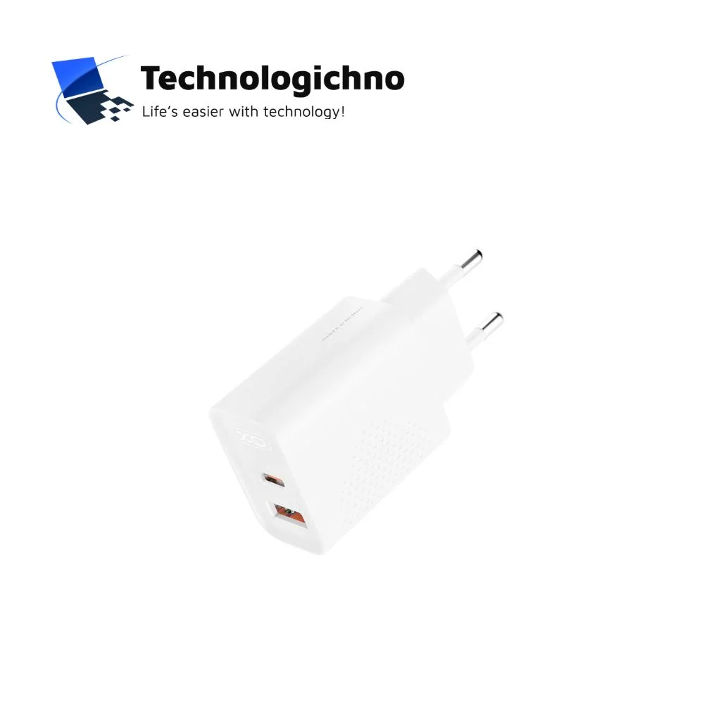  Зарядно XO 220V 20W USB-A+USB-C White