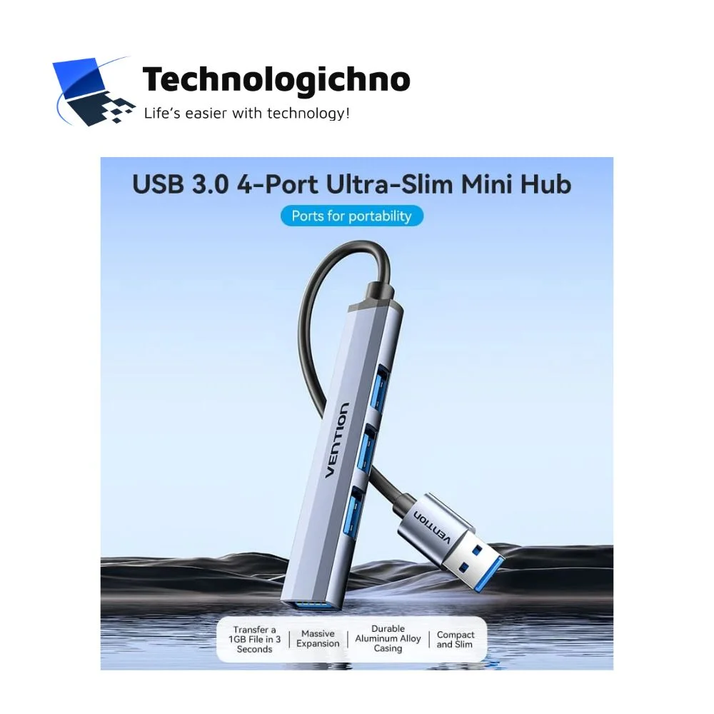  4 PORTS USB HUB 3.0 Vention Aluminium