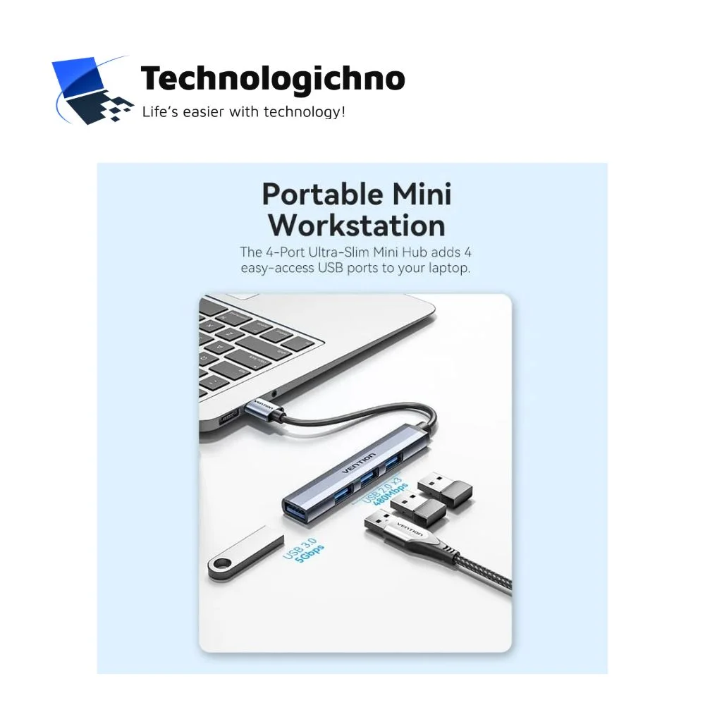  4 PORTS USB HUB 3.0 Vention Aluminium