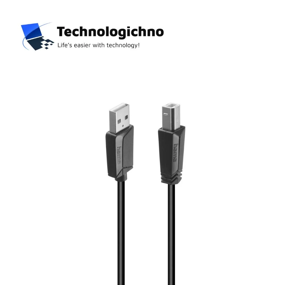  Кабел за принтер HAMA USB AM/BM 1.5m Черен