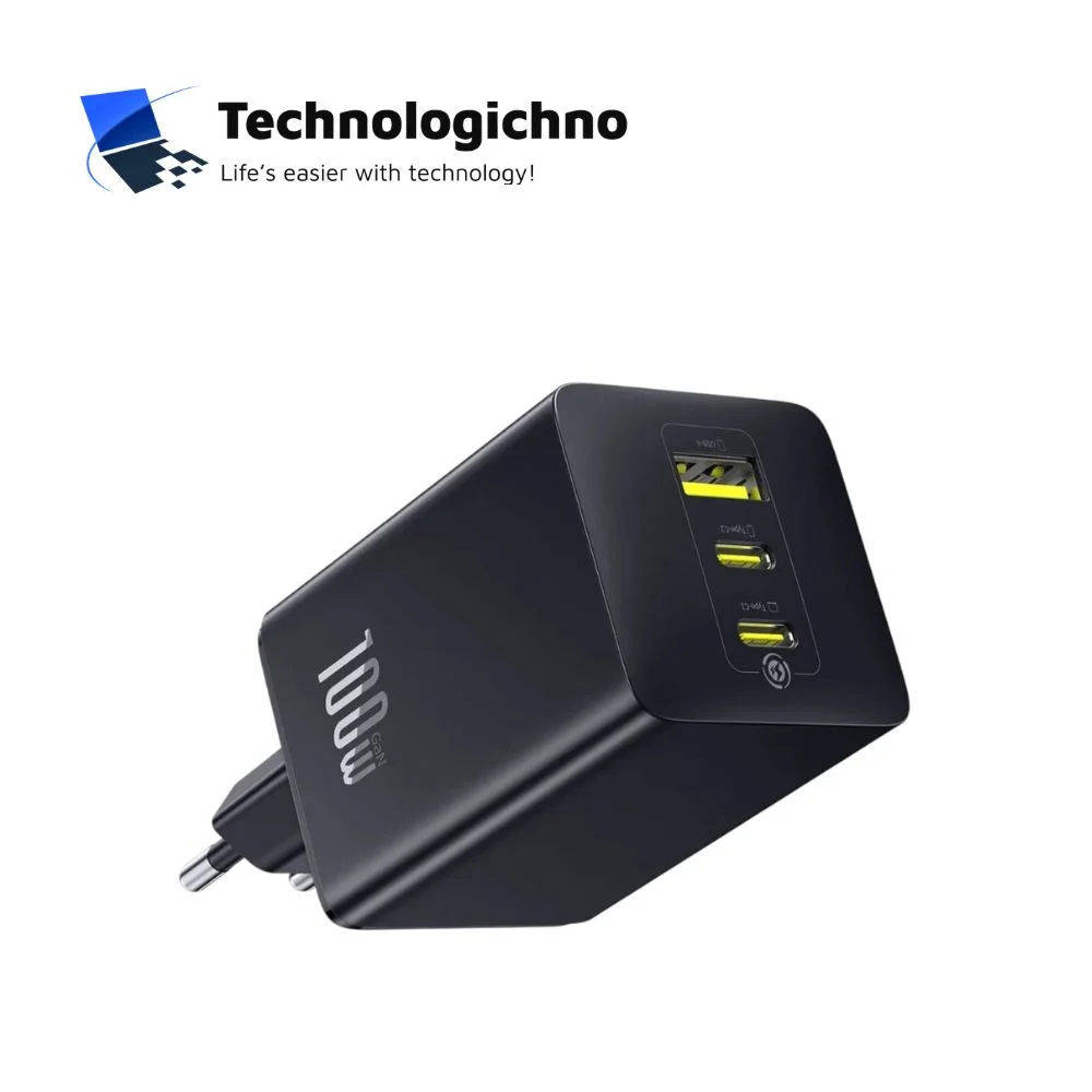  Зарядно Baseus 220V 100W 2xType C+USB A Black