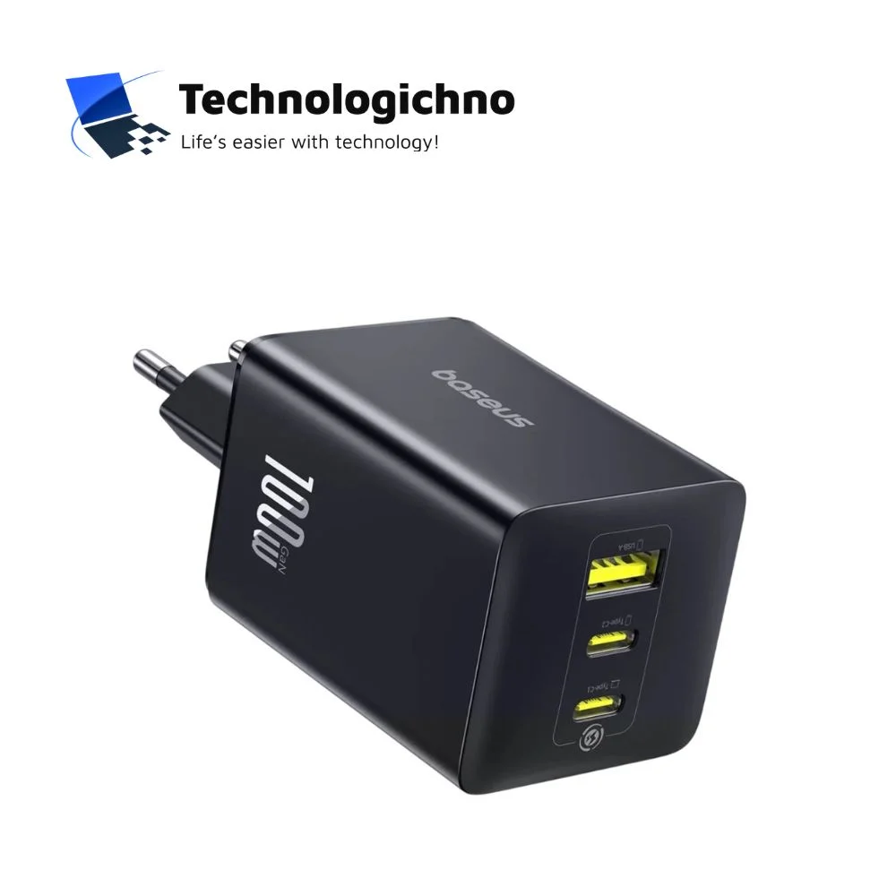  Зарядно Baseus 220V 100W 2xType C+USB A Black