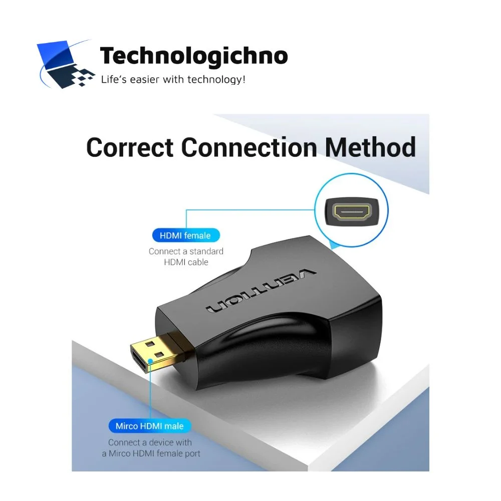  Преходник Vention Micro HDMI M/ HDMI F Black