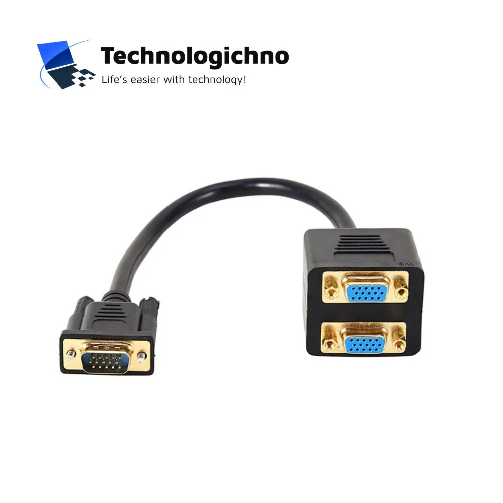  Сплитер DeTech VGA M към 2xVGA F 2H Black