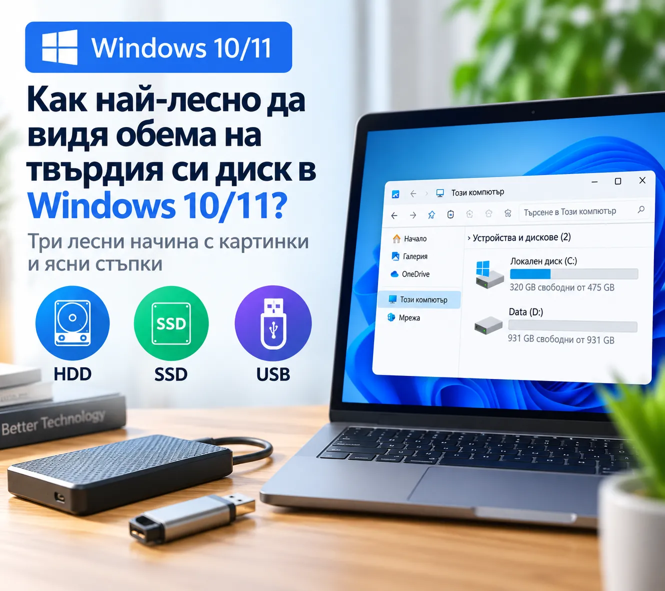 Как да проверим размера на SSD или HDD диск в Windows 10 и Windows 11